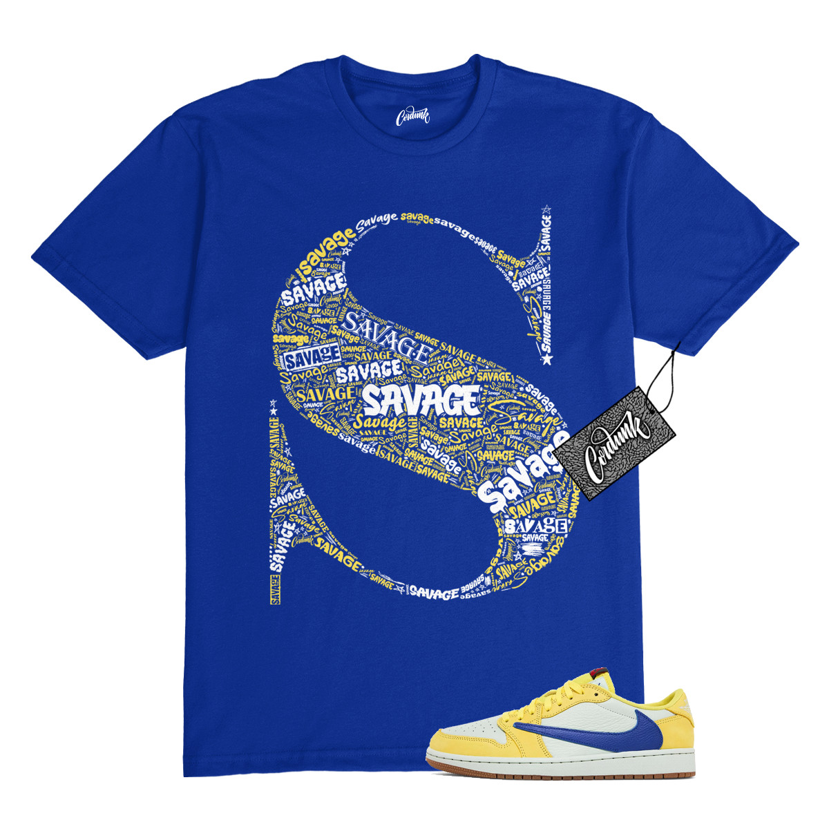 1 Canary Travis Low Racer Blue Light Silver Gum Medium Brown Shirt SSAV Jordan