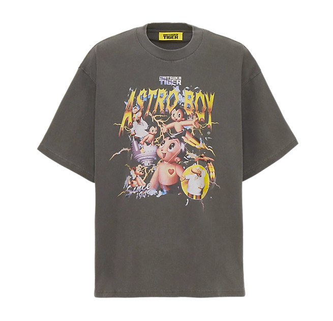 Astro Boy × ONITSUKA TIGER OVERSIZED GRAPHIC T-shirt BLACK/YELLOW Japan New