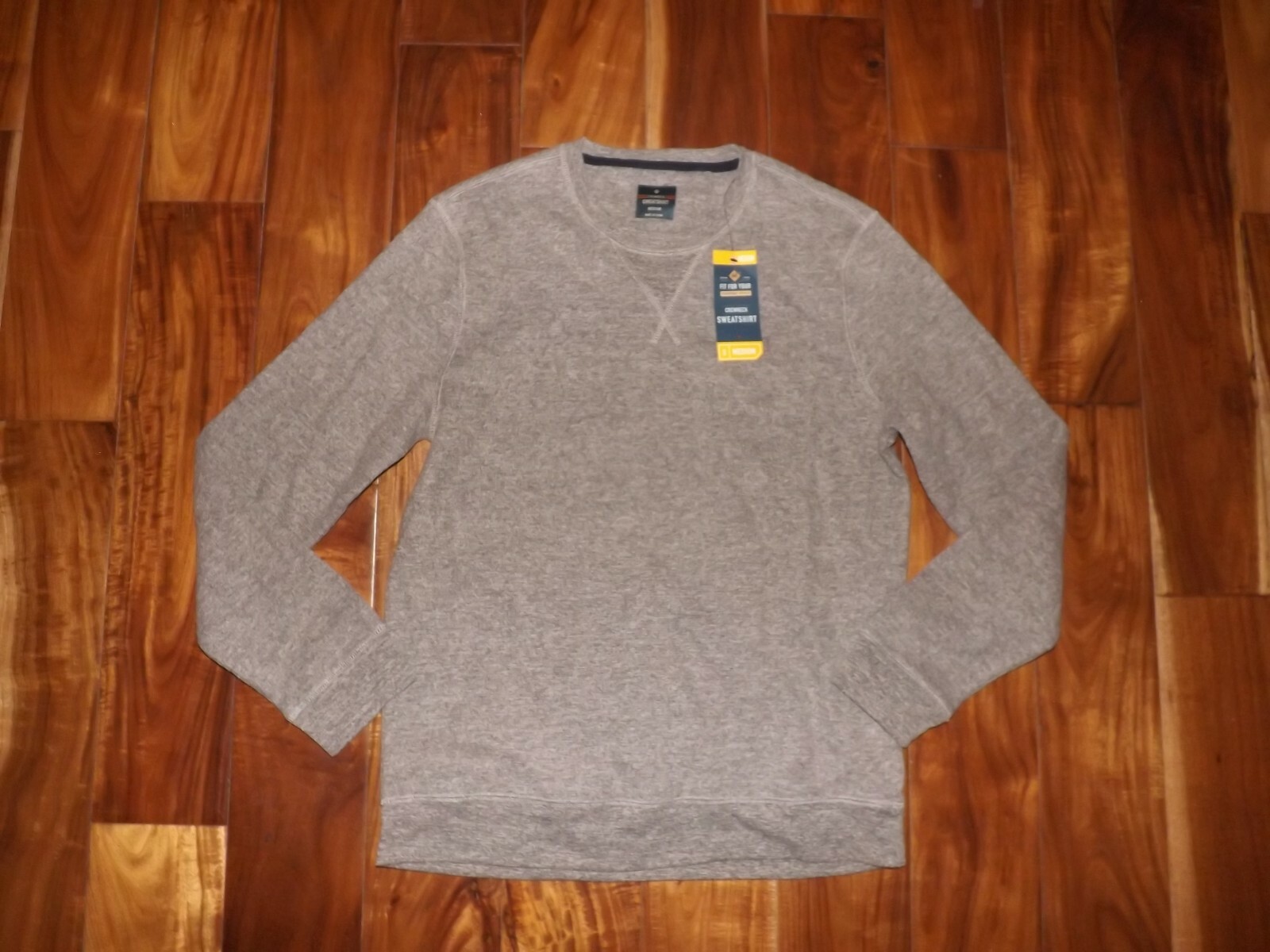 NWT Mens Members Mark Mushroom Gray Soft Wash Thermal L/S Waffle Crew Shirt M
