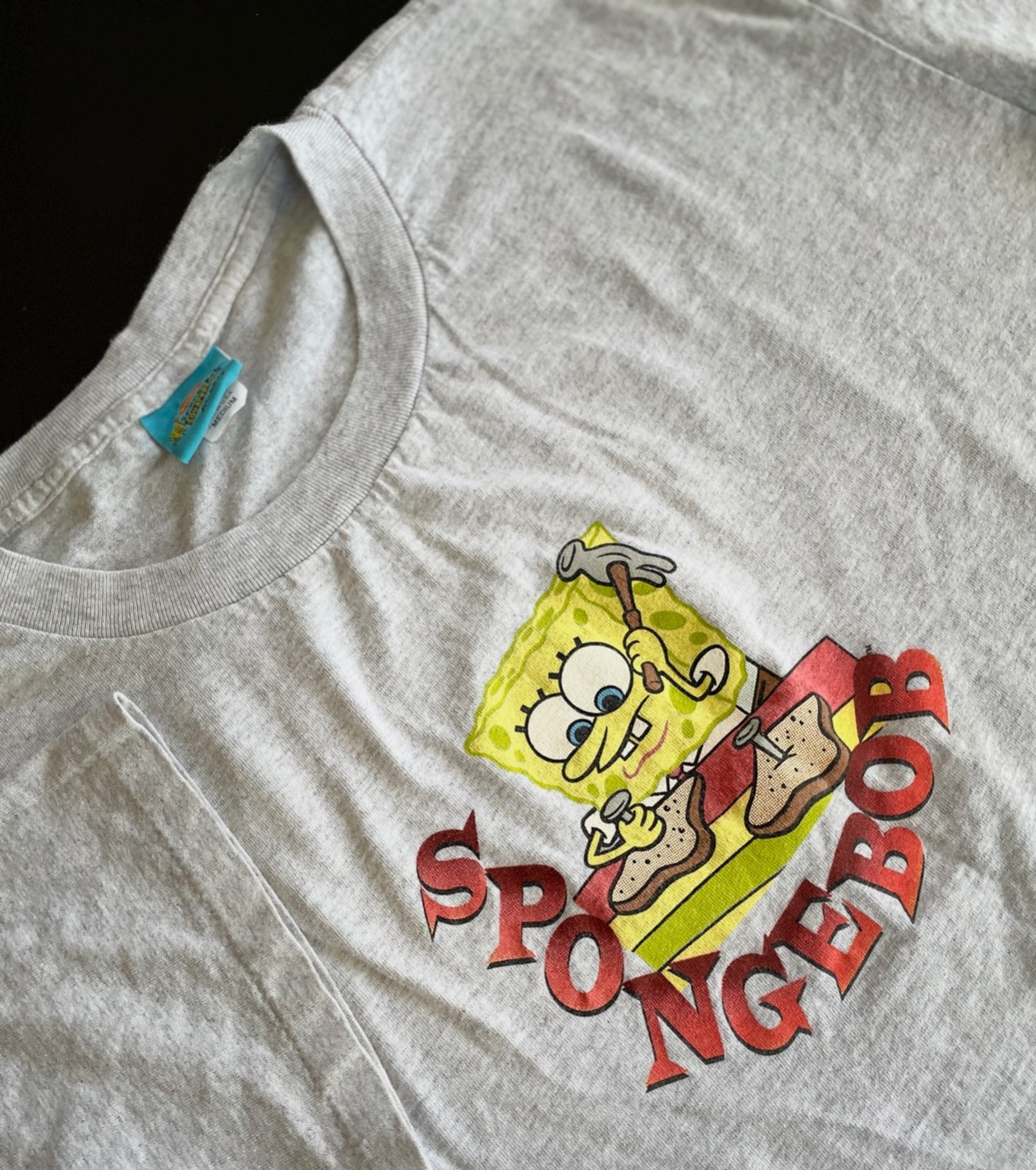 SPONGE BOB SQUARE PANTS Single Stitch T Shirt 2001 Made In USA Men’s M Gray gallery