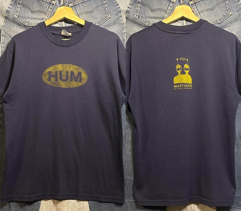 HUM Band 2 sided navy T shirt 90s Retro style Unisex tee NH25879