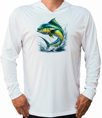Mahi Mahi Fisherman Protected UPF 50 Long Sleeve T-Shirt Hood Boat Fishing