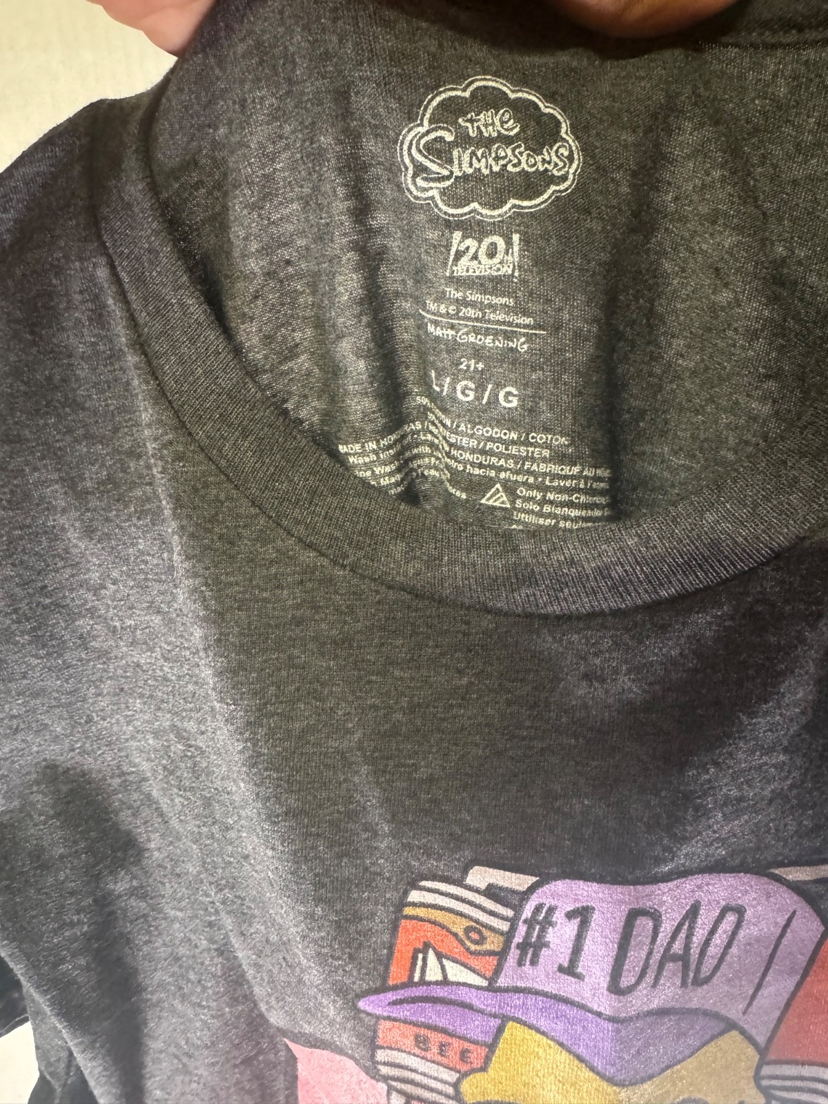 The Simpsons Homer Simpson #1 Dad Graphic T-Shirt Gray Men's Large gallery