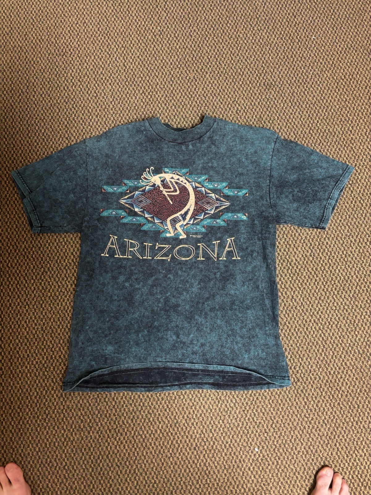 Vtg 1994 AOP Shirt L Nature Arizona Native America Tee 21x27.5 A5 Blue Acid Wash gallery