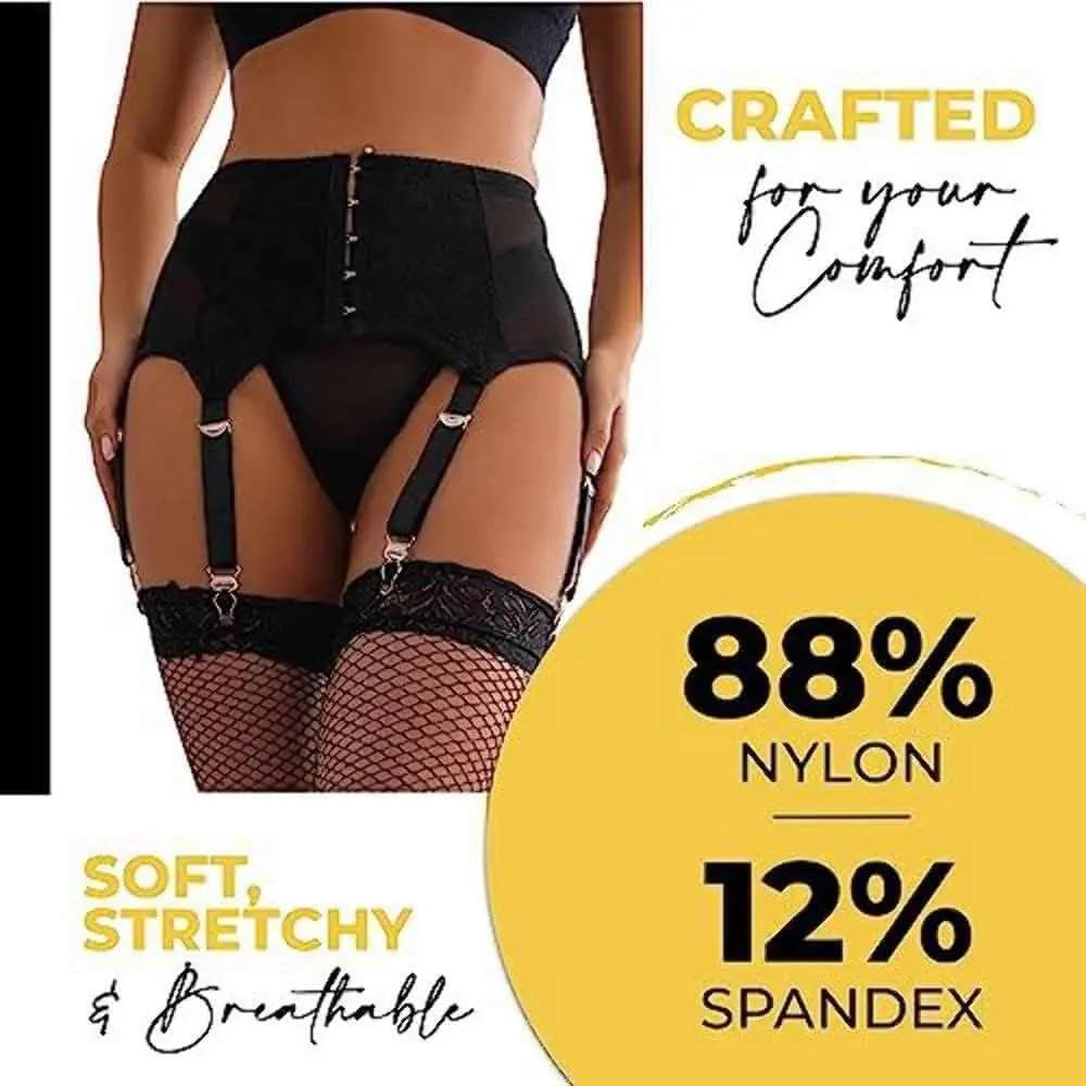 Lingerie for Women - 2-Piece Garter Belt Set with Lace & Adjustable Straps - ... gallery