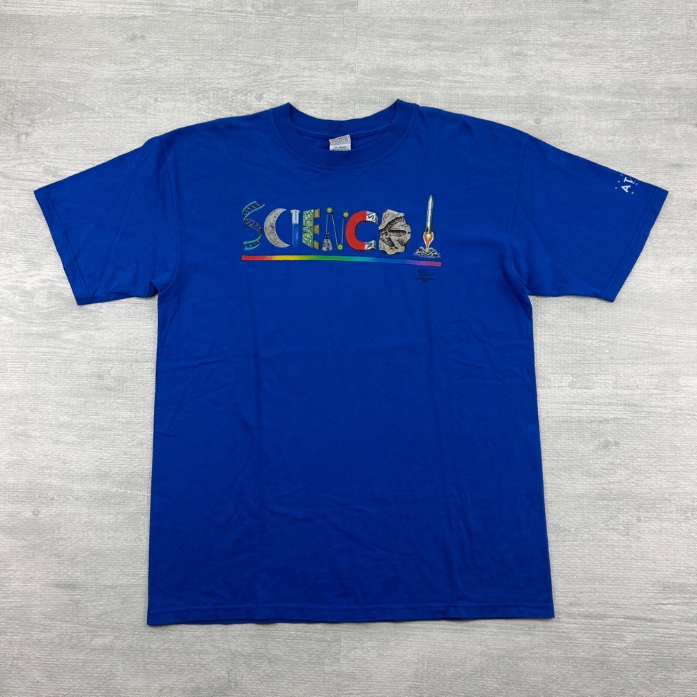 Vintage National Atomic Museum Shirt Size Large Blue Science Magnet