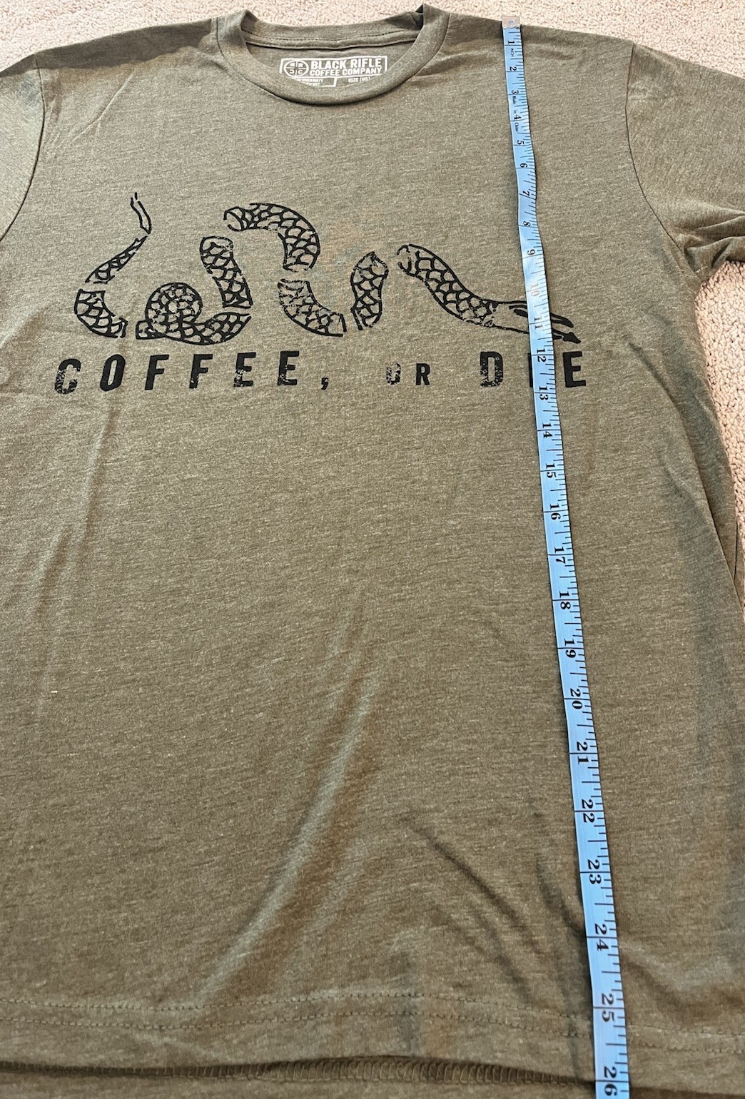 Coffee or Die Snake Black Rifle Coffee Company Olive T Shirt Men's Small gallery
