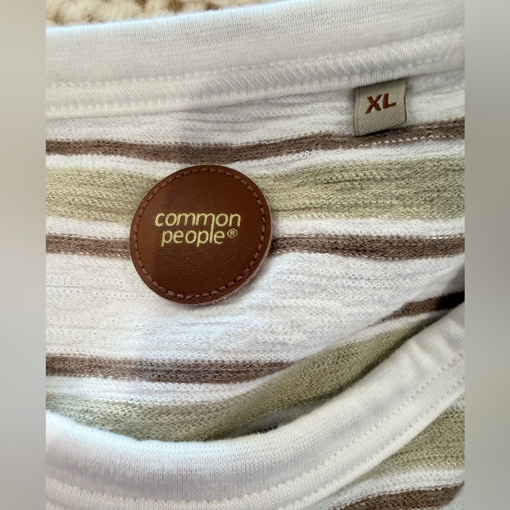 NWOT Common People Clothing Striped Taupe Soft Touch Cotton T shirt Men’s XL gallery