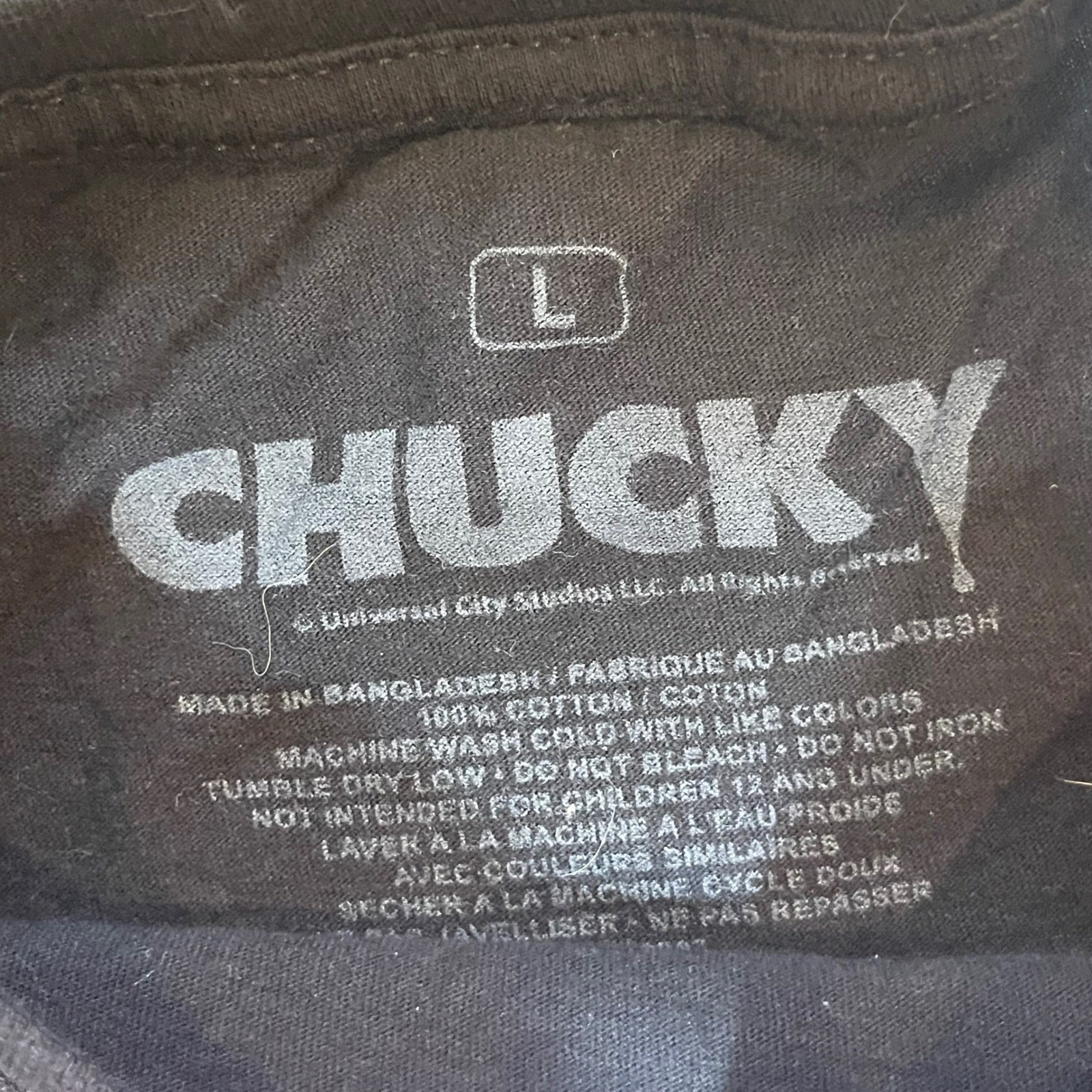 Chucky Childs Play Horror Movie Graphic T-Shirt Mens Large Black Short Sleeve gallery