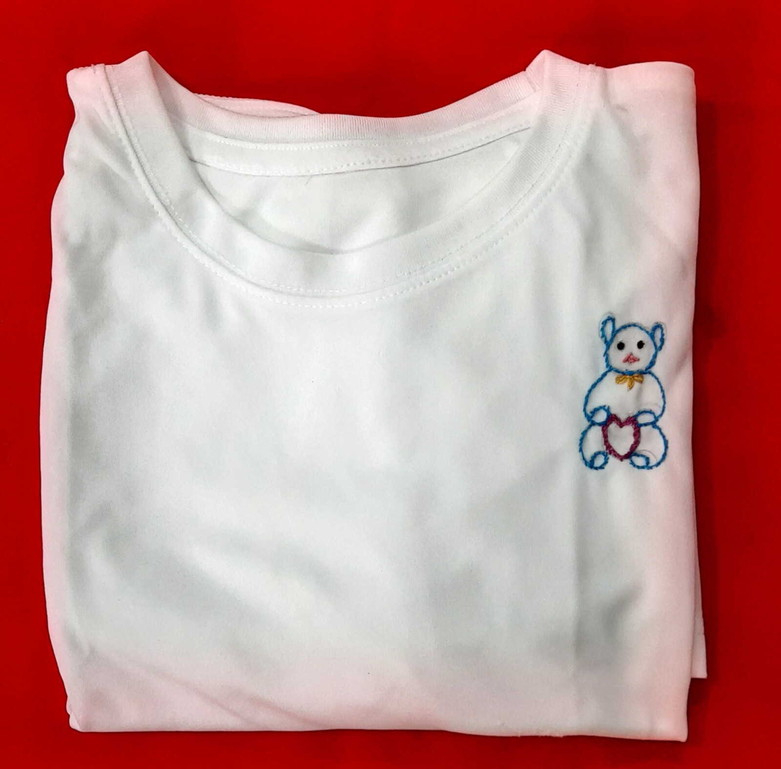 Hand Embroidered T-Shirt with Floral Vase Design - Unisex, Casual Wear Free Ship gallery