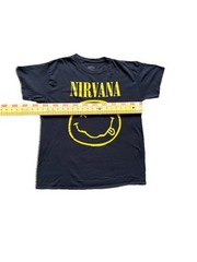 Nirvana Iconic Smiley Face Logo T-Shirt Men’s L Black Yellow 90’s Grunge