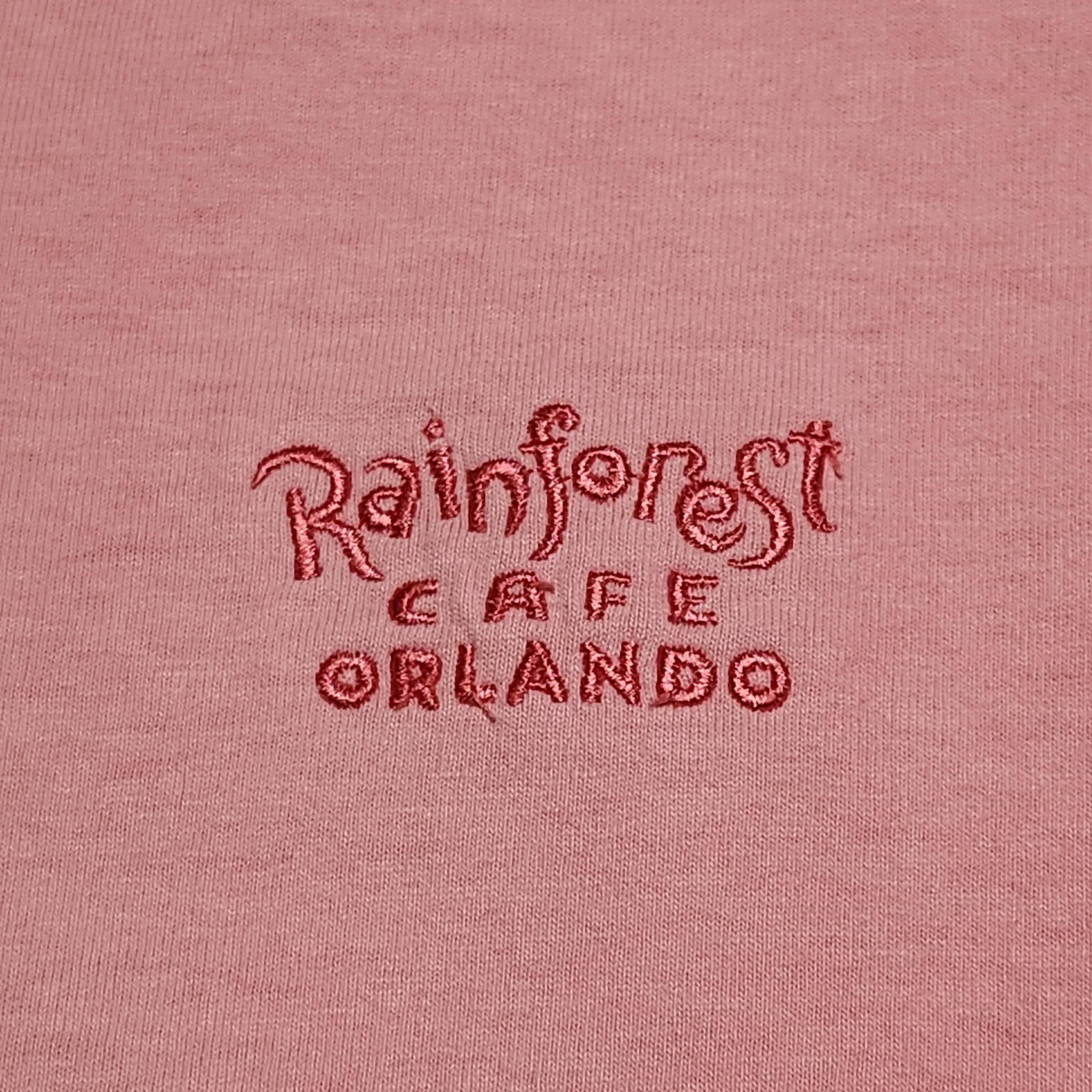 Vintage Rainforest Cafe Shirt Mens XL Pink Orlando Embroidered Made USA 90s Tee gallery