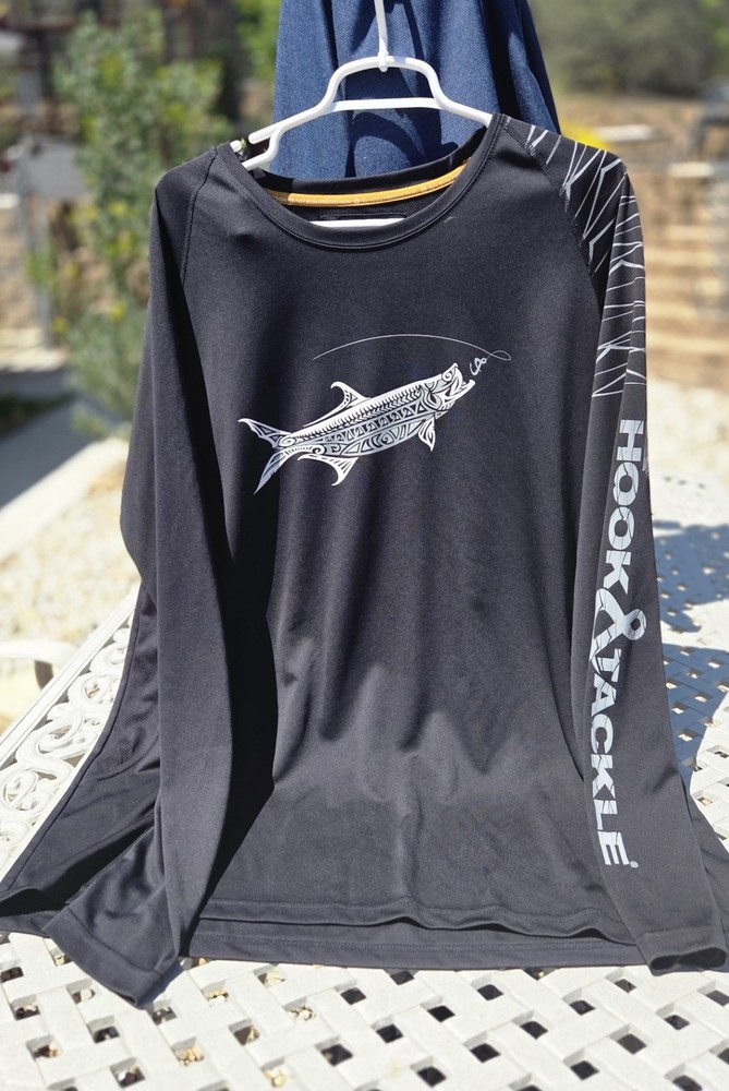 Hook & Tackle Sun Protection Long Sleeve Black 100% Poly XL