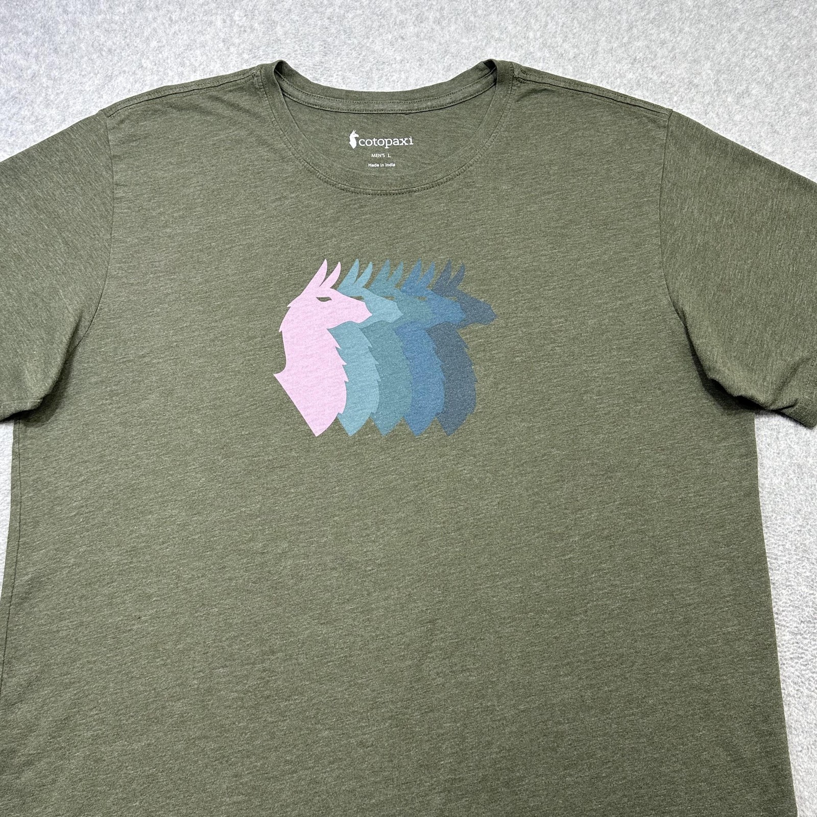 Cotopaxi Shirt Mens Large Green Llama Stack Graphic Tee Outdoor Casual Nature gallery
