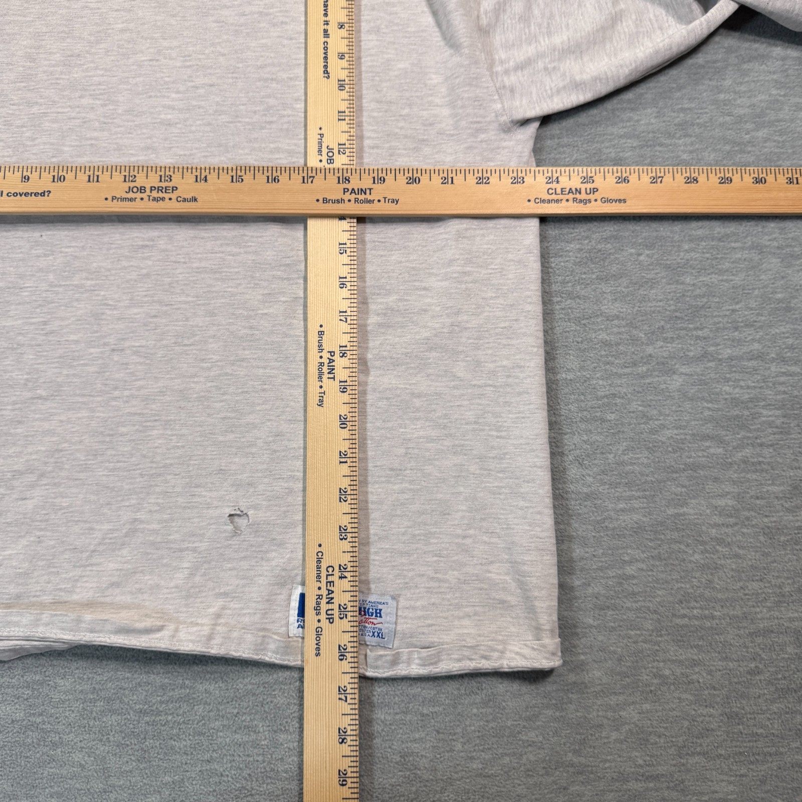 Russell Shirt Men XXL Gray Mock Neck USA Made Vintage Long Sleeve Cotton Blend gallery