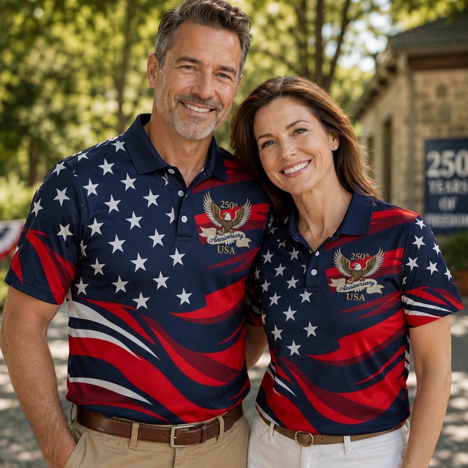 USA 250th Anniversary Golf Polo Shirt 1776-2026 American Flag Patriotic (S-5XL) gallery
