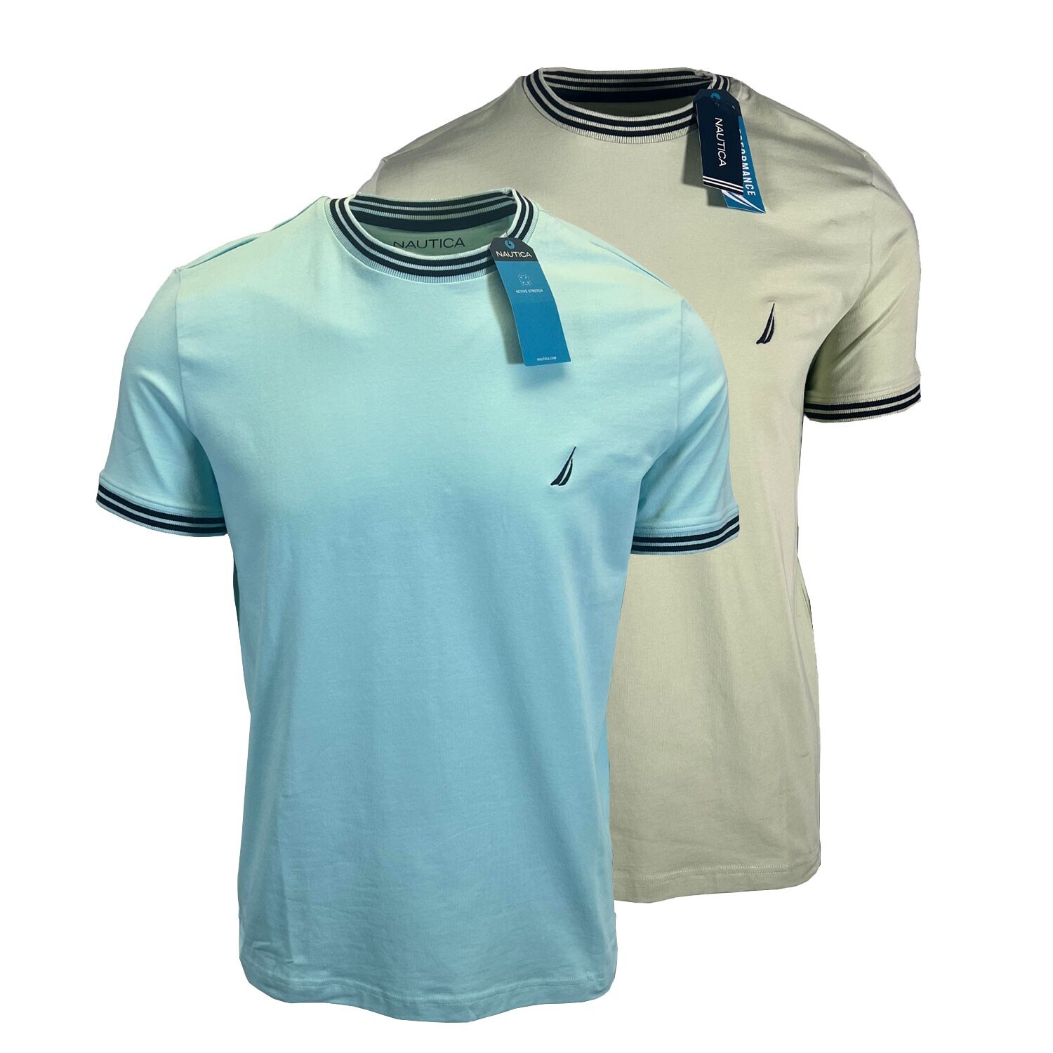 Nautica Men's T-Shirt Performance Short Sleeve Sea Green (S16) + Sea Blue (S17) gallery