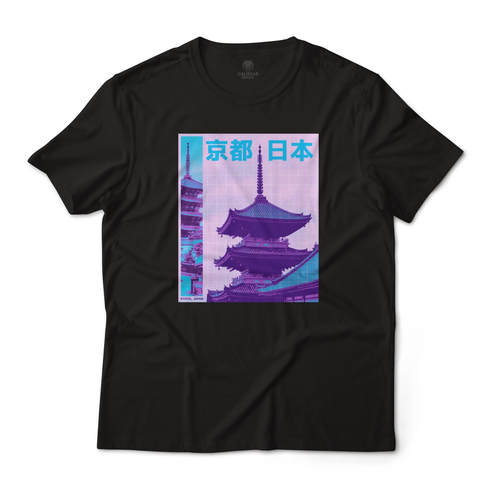 Kyoto Japan Half-tone Vaporwave Art Graphic T-Shirt Unisex Lightweight Cotton gallery