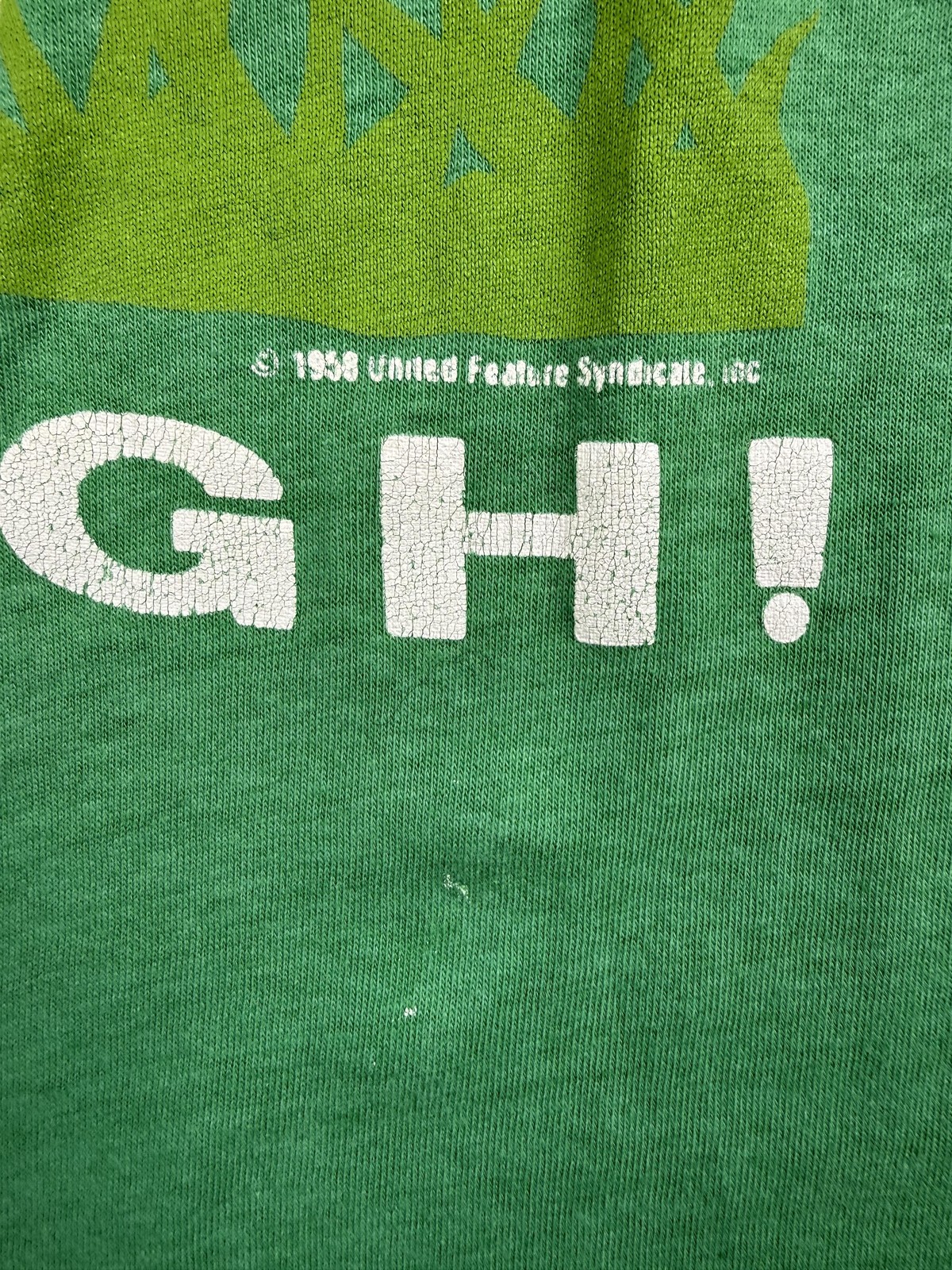 Vintage 1988 Snoopy Peanuts Shirt Mens Green Heavy Rough Golf Tee Cartoon Read gallery