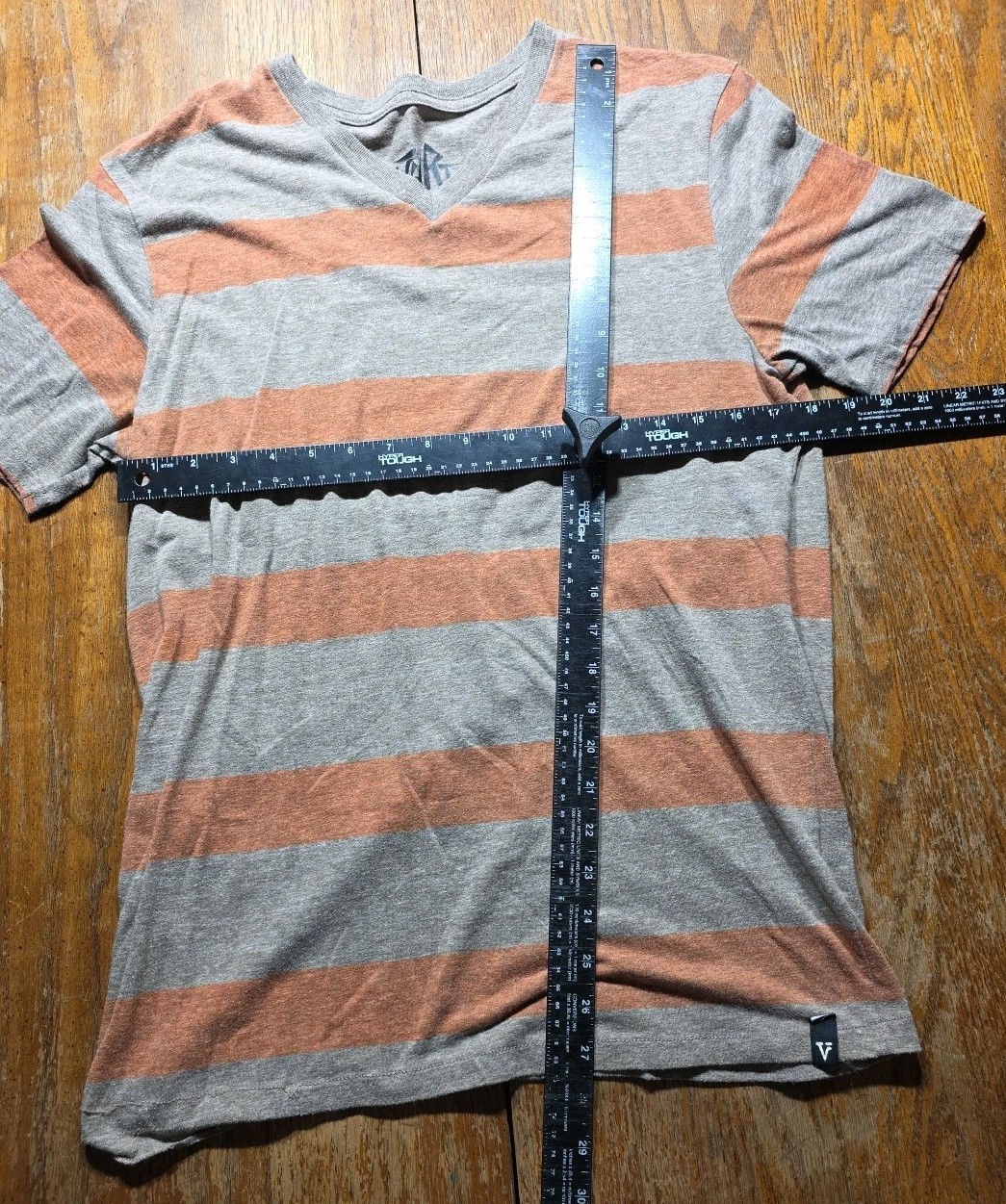 Mens Vurt V Neck T Shirt Large Y2K Grunge Skate Stripped Brown Orange gallery