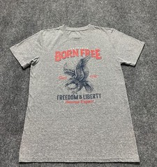Born Free Men’s T Shirt Large Gray Graphic Freedom & Liberty American Original