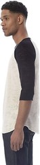 Alternative 169326 Mens Burnout Baseball Tee Natural/Black Size X-Small