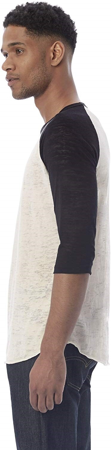 Alternative 169326 Mens Burnout Baseball Tee Natural/Black Size X-Small gallery
