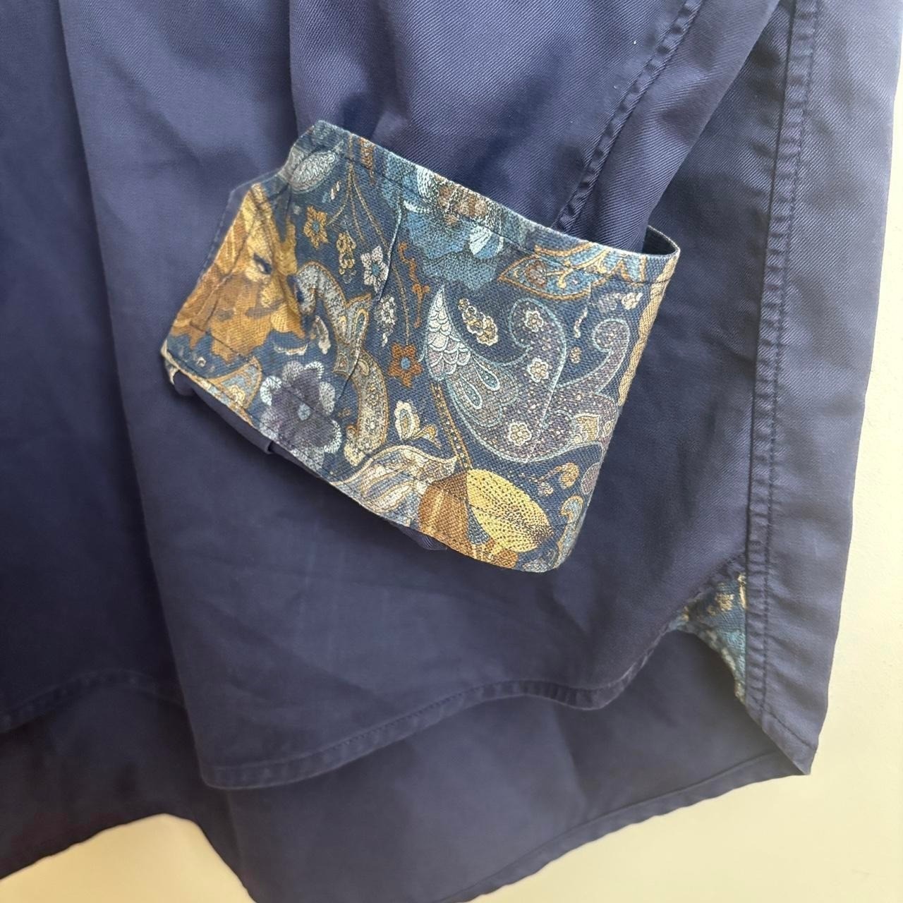 Stenströms Navy Dress Shirt with Paisley Accents size L gallery