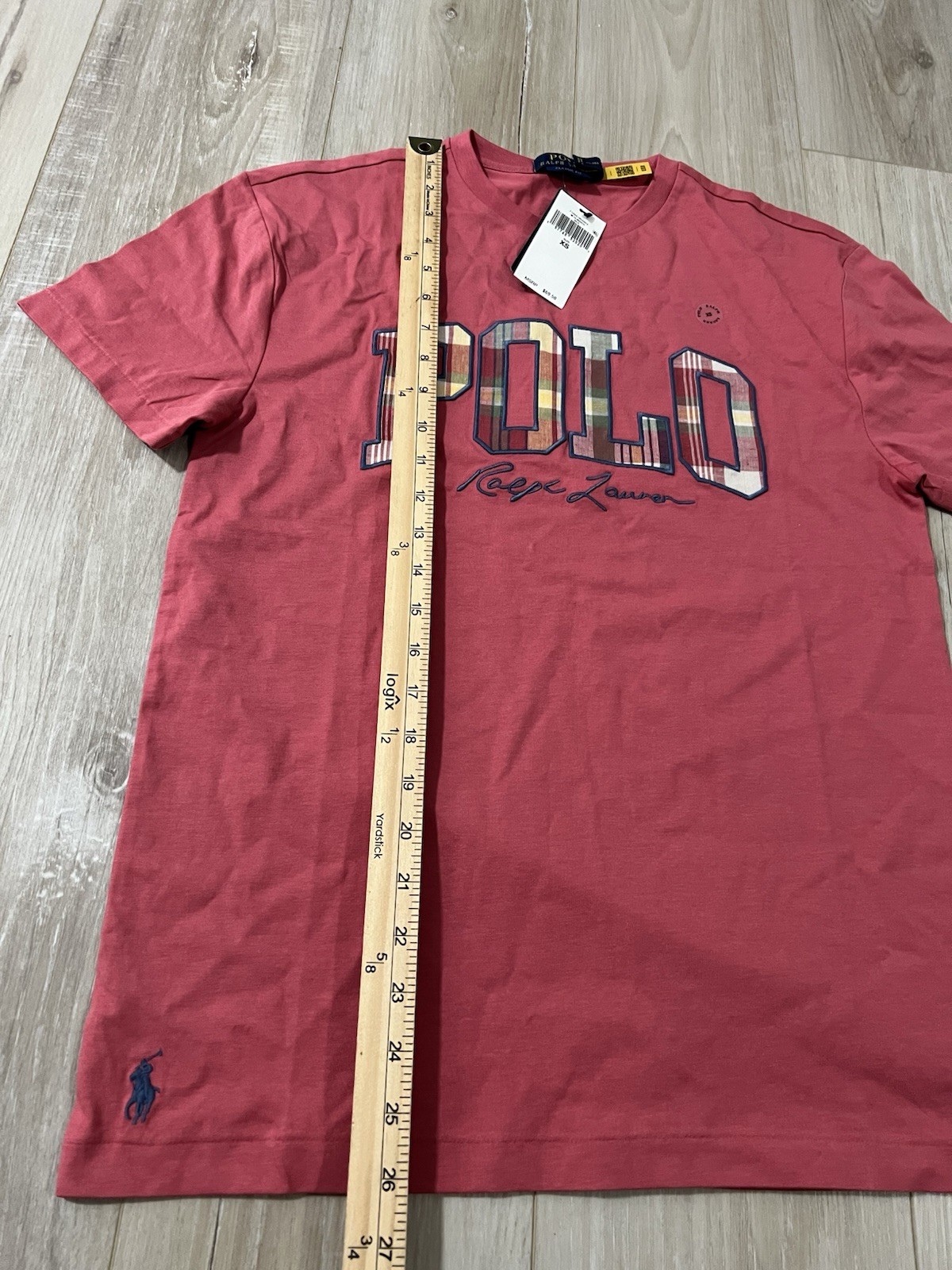 Polo Ralph Lauren Madras Patch Logo Embroidered Tee T Shirt Men’s XS gallery