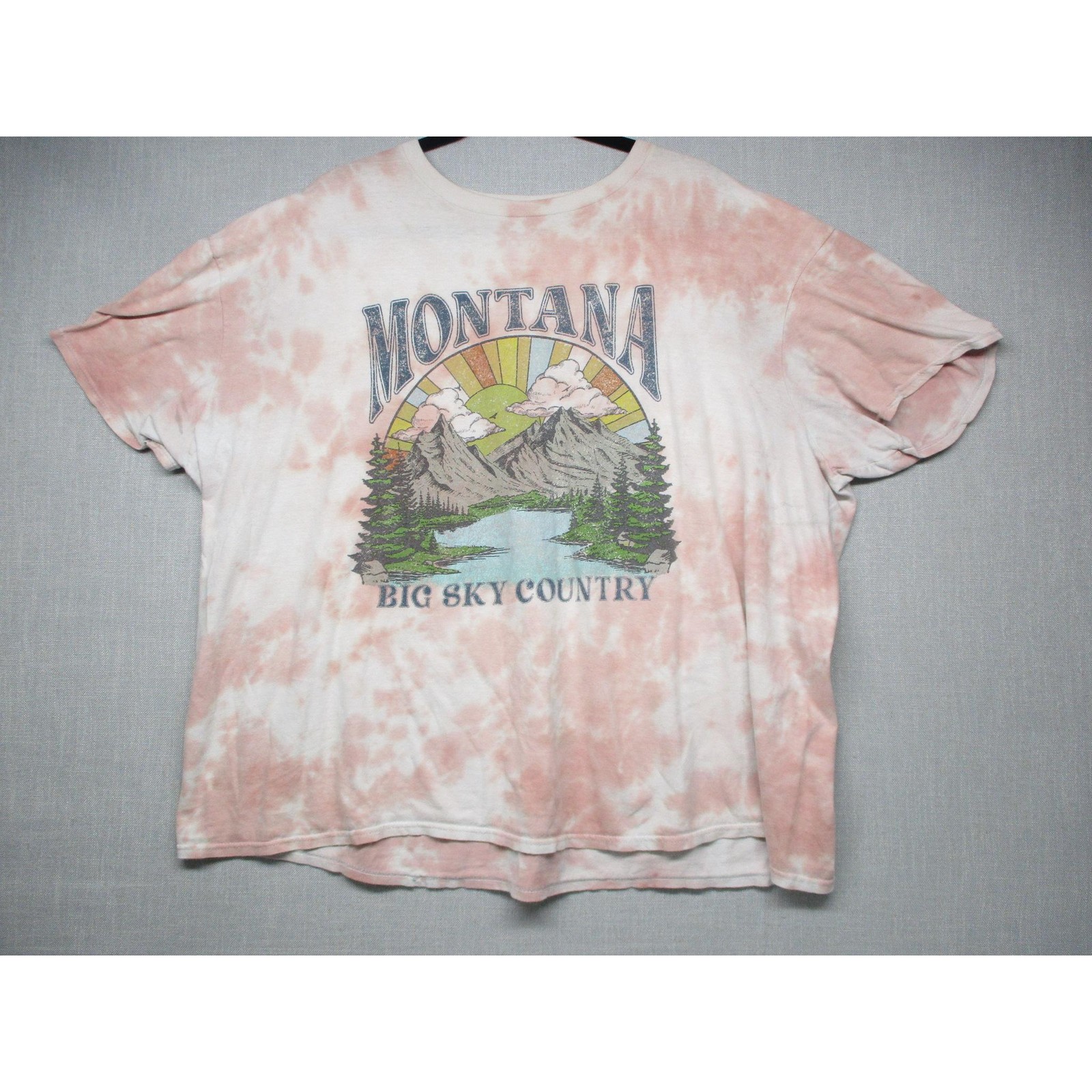 Cold Crush Pink Tie-Dye Graphic Outdoorsy Montana T-Shirt Unisex Size 3X gallery