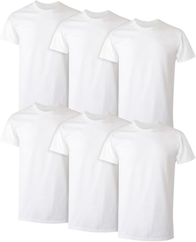 3-6 Pack Mens 100% Cotton Tagless Crew-Neck T-Shirt Undershirt Tee White S-2XL gallery