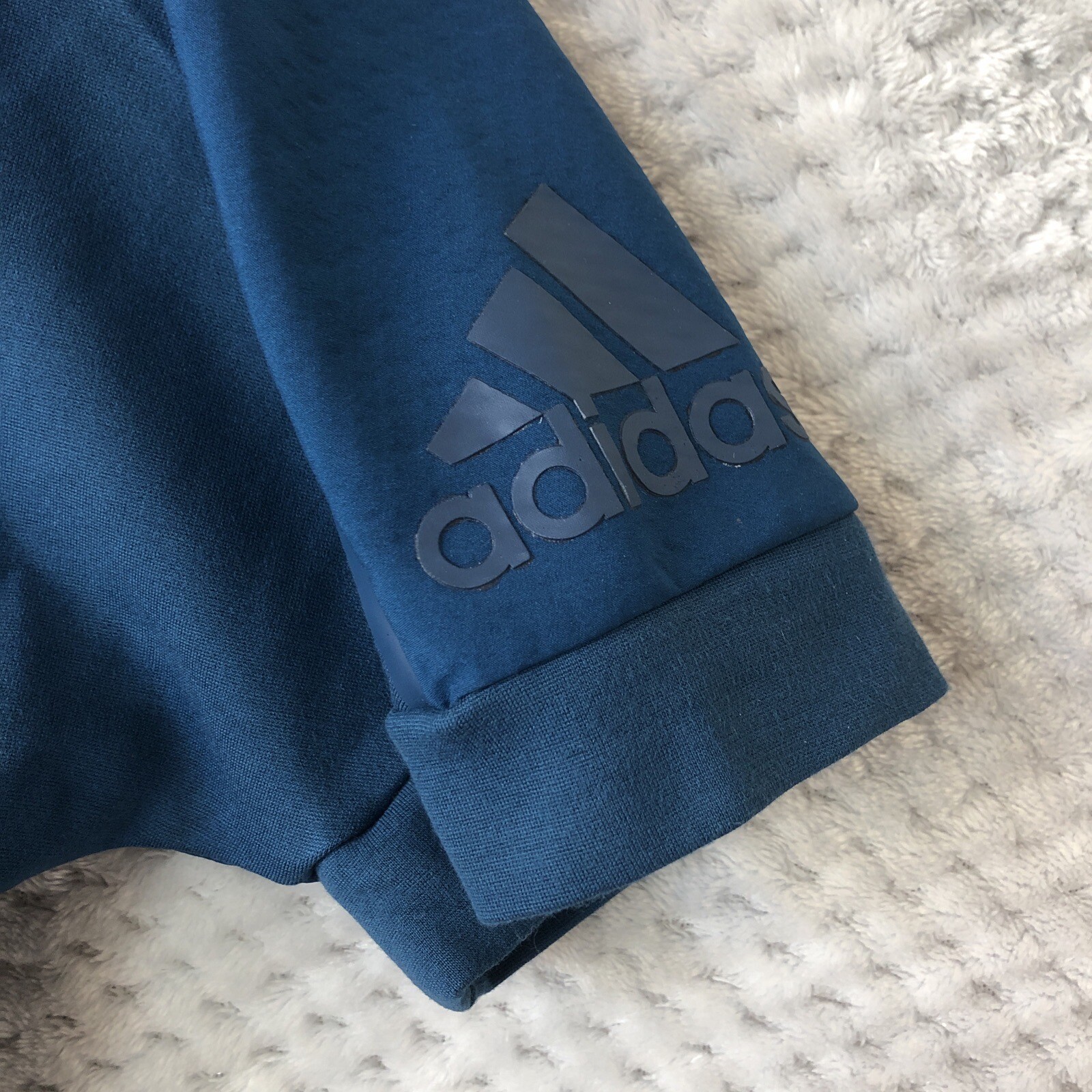 ADIDAS T Shirt Mens M Navy Side Zip Crew Neck Thick Sleeve Logo Sample RARE gallery