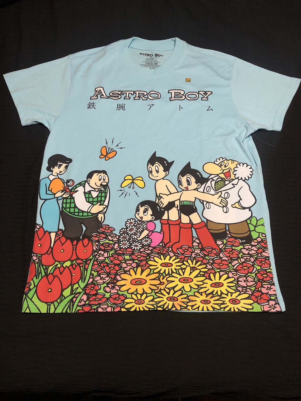 Astro Boy Flower Embroidered Light Blue Short Sleeve T-Shirt L, Lightweight gallery