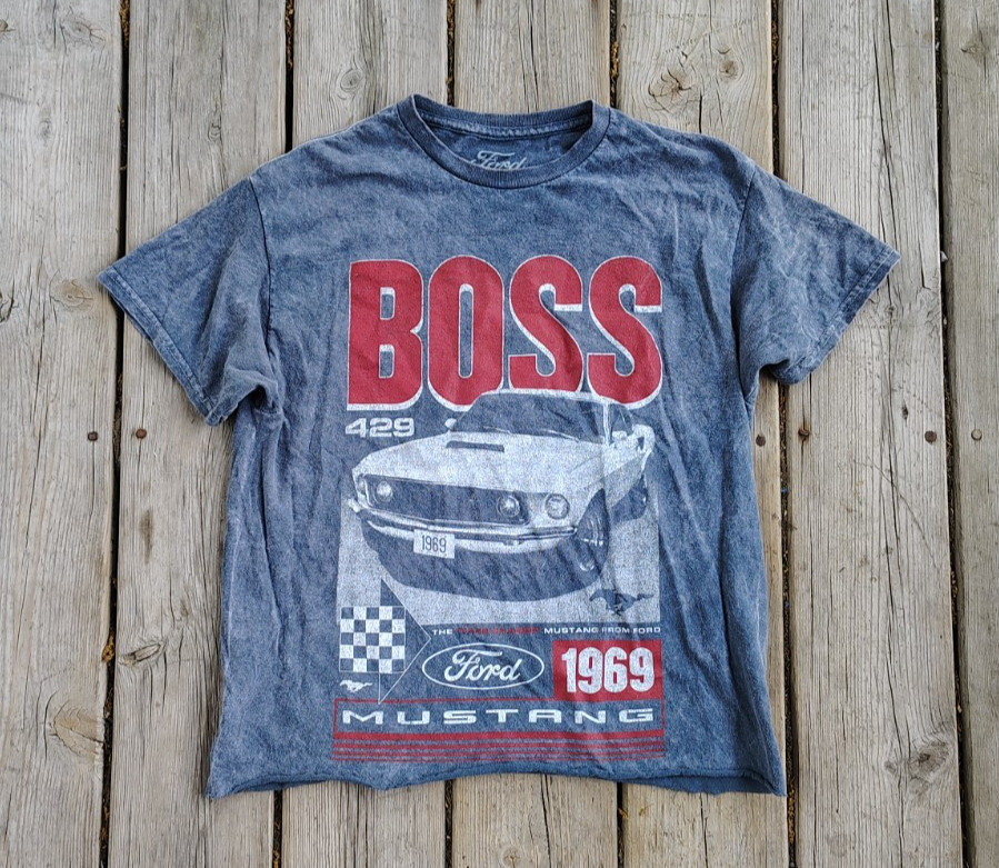 Ford 1969 Mustang Boss 429 Gray Wash Vintage Graphic Body T-Shirt gallery