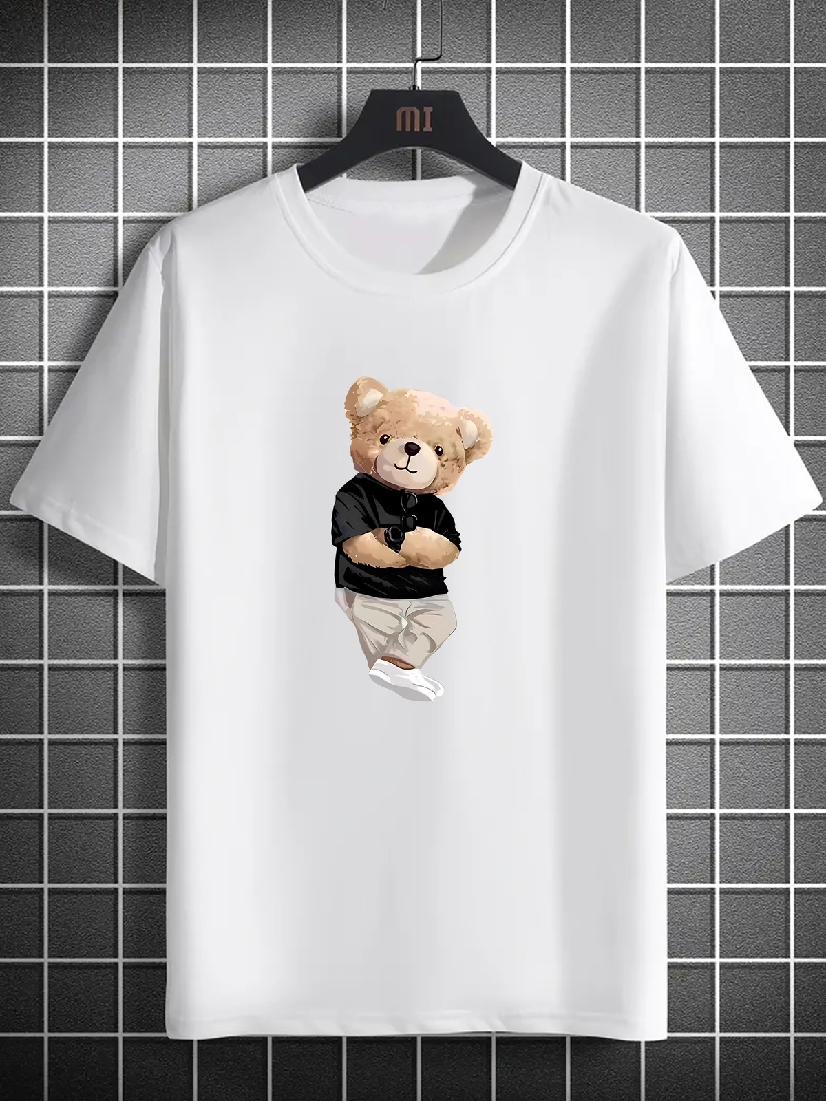 Cute Teddy Bear Graphic T-Shirt Men Funny Cartoon Casual Street Tee gallery