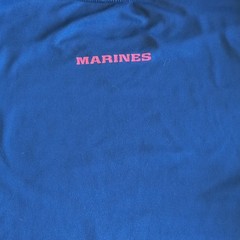 Marines Men’s M Blue/Red Graphic Logo Crew Neck Short Sleeve Polyester Tee