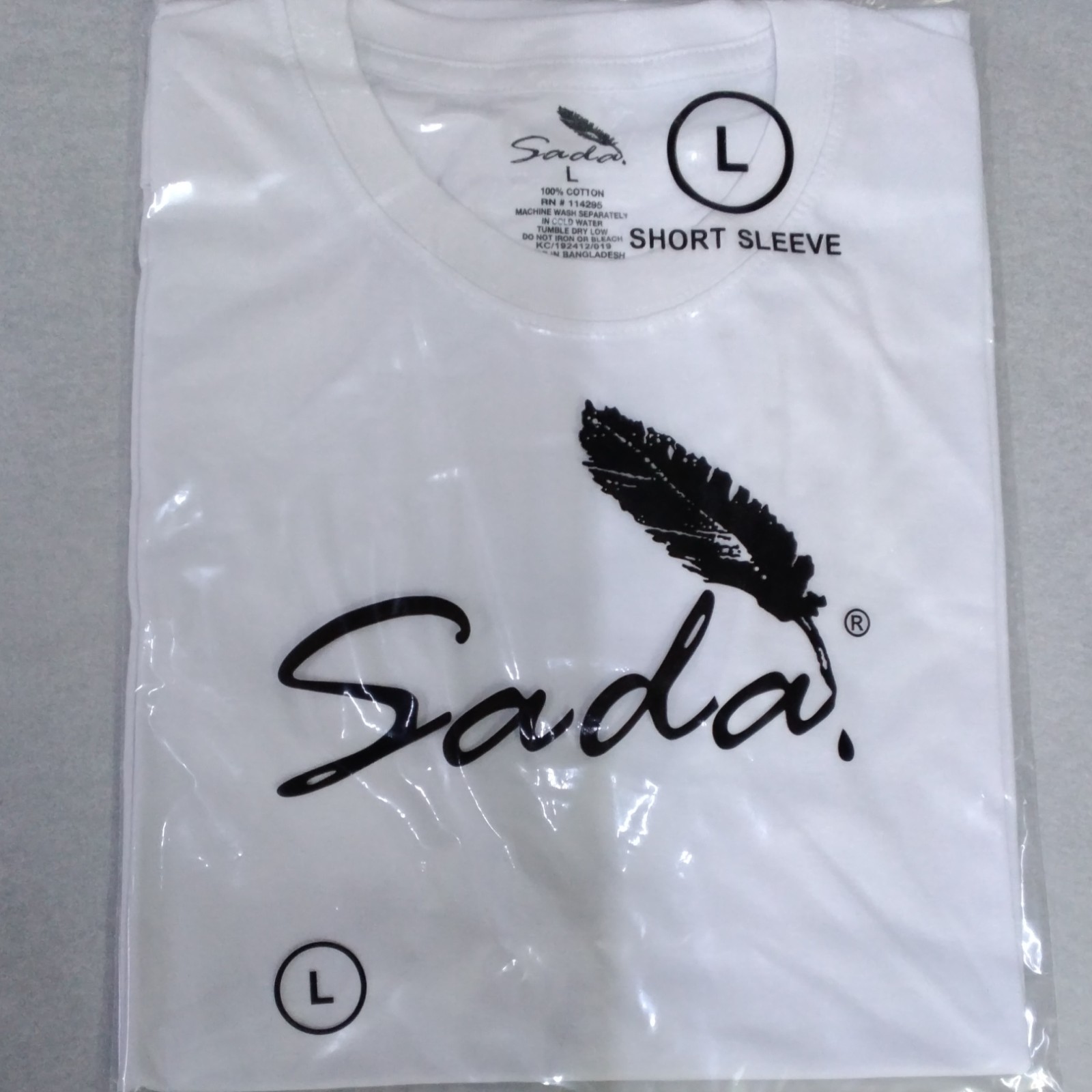 Sada Men's White L Cotton Knit Crew Neck Short Sleeve T-Shirt gallery