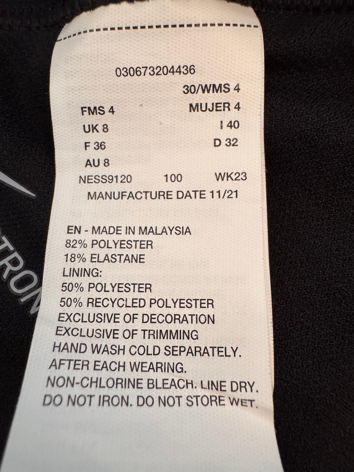 NIKE HYDRASTRONG WOMEN’S 1 PIECE SWIMSUIT SOLID BLACK NESS9120-100 SIZE 30 NWT
