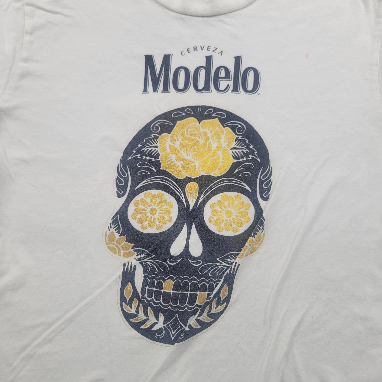 Modelo Shirt Mens M White Sugar Skull Graphic Logo Cerveza Beer Crewneck gallery