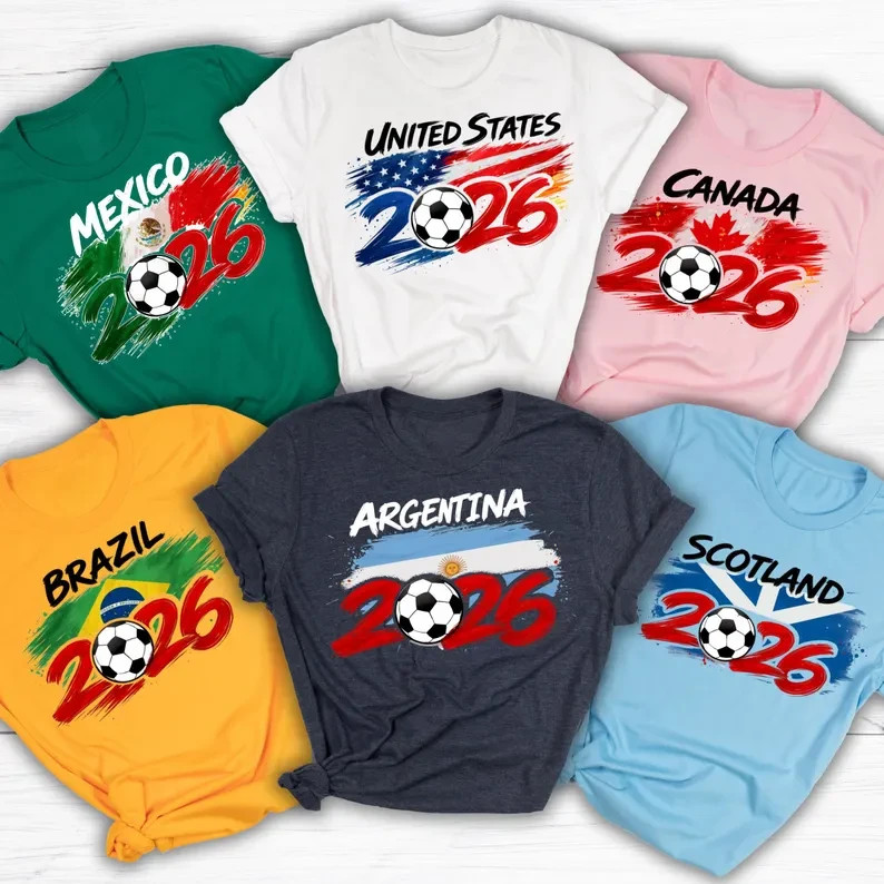 2026 World Cup Country Flag Soccer T-Shirt USA Canada Brazil Mexico Tee gallery