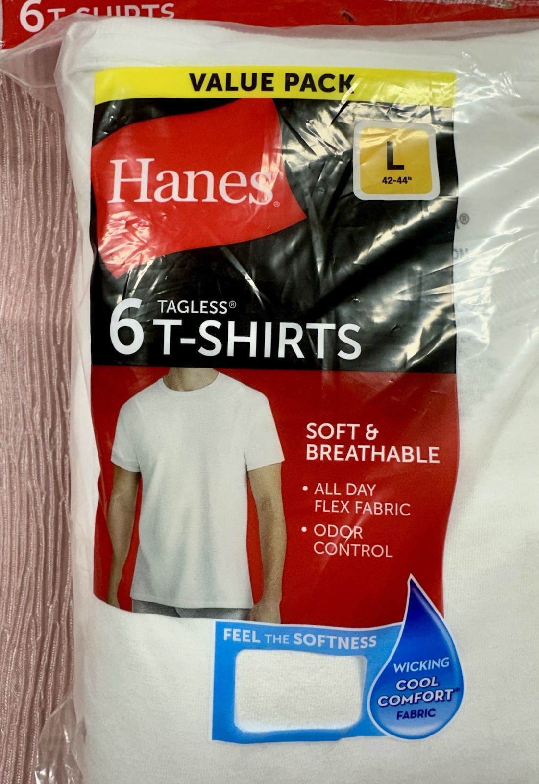 B62 Mens Cotton Moisture-wicking Crew Tee Undershirts White - 6 Pack Large gallery
