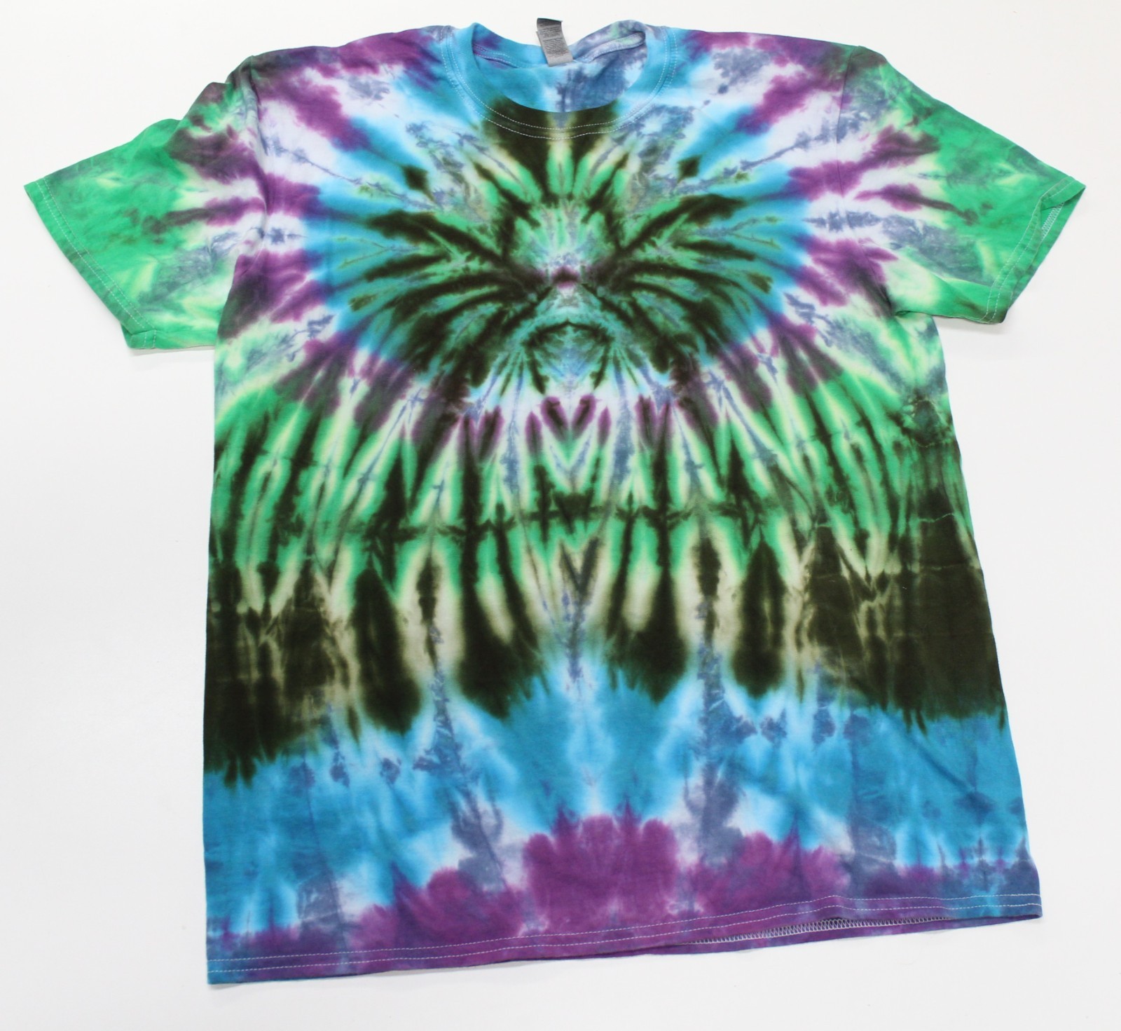Tie Dye T-Shirt Adult L Green Radioactive Spider Gildan Softstyle Short Sleeve gallery