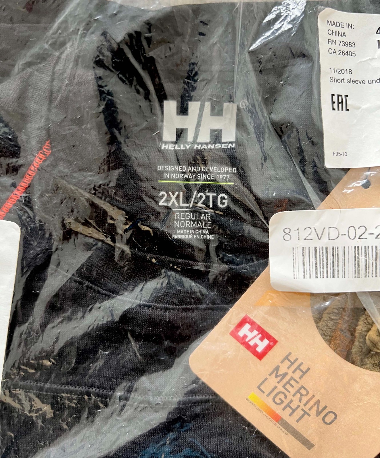 NEW Helly Hansen Merino Light Shirt XXL 100% Merino Wool Black Base Layer TShirt gallery