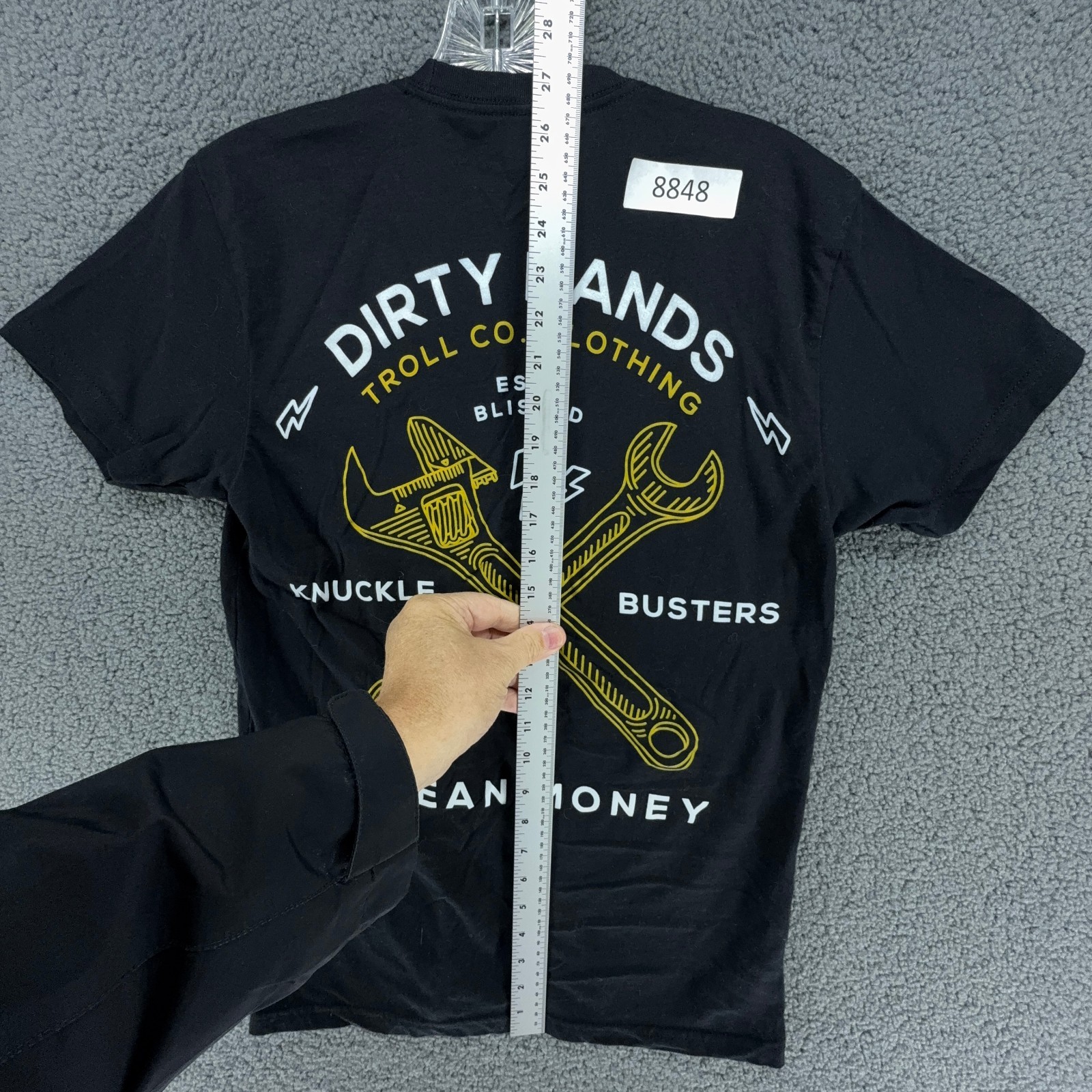 Troll Co T Shirt Mens Small Black Dirty Hands Clean Money Graphic Back Workwear gallery