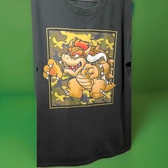 Super Mario Bowser Graphic Print Men’sFaded BlackShort Sleeve Crew NeckT-Shirt L