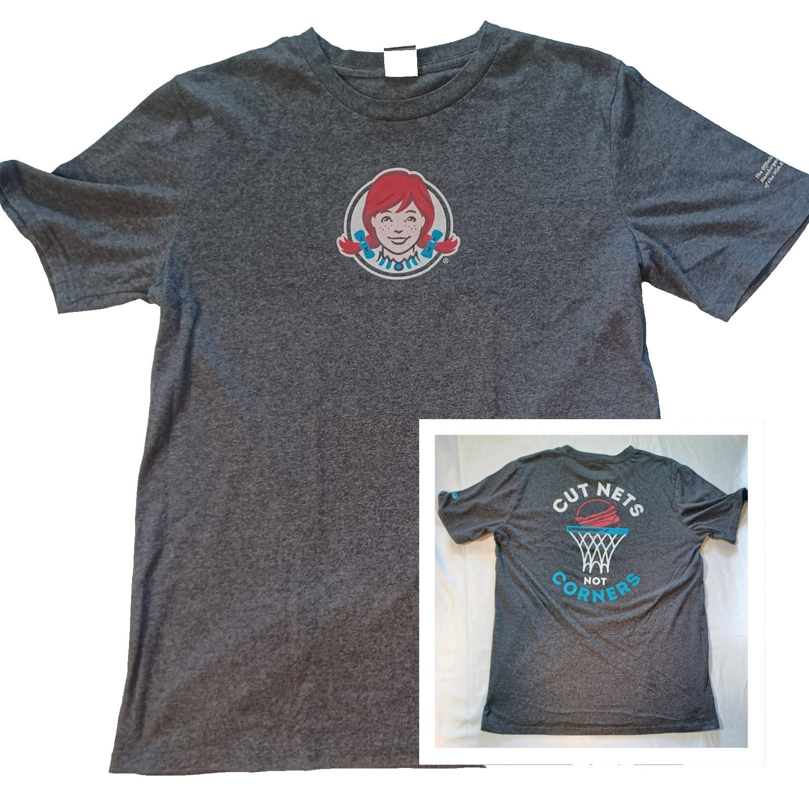 Wendy’s Uniform ‘Cut Nets Not Corners’ Employee Men’s Gray Medium T Shirt Barco