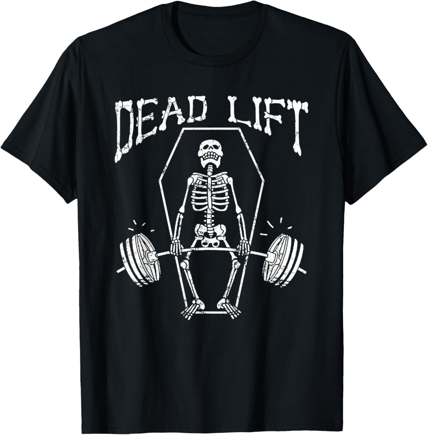 Skeleton Dead Lift Joke Gym Exercise Funny Halloween Costume T-Shirt gallery