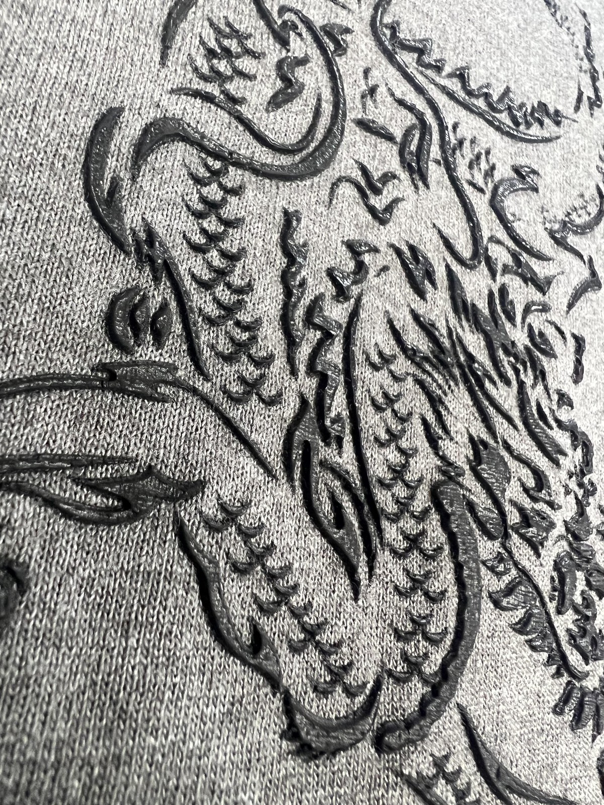Bullhead Shirt Mens Medium Gray Black Dragon Tribal Graphic Long Sleeve Tee gallery