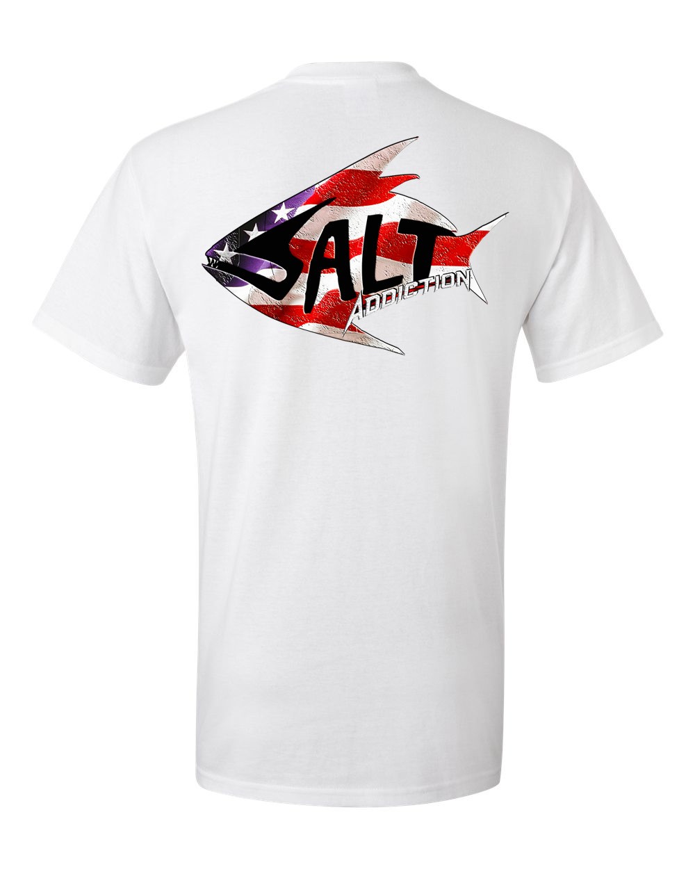 Salt Addiction Patriotic Logo Fishing Short Sleeve T Shirt Cotton Ocean Flag