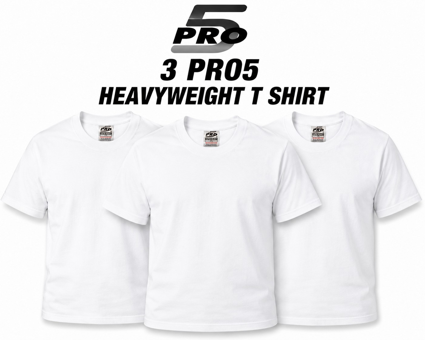 Pro 5 T Shirt 3 Pack Men Thick Plain Short Sleeve Tee S- 3XLT gallery